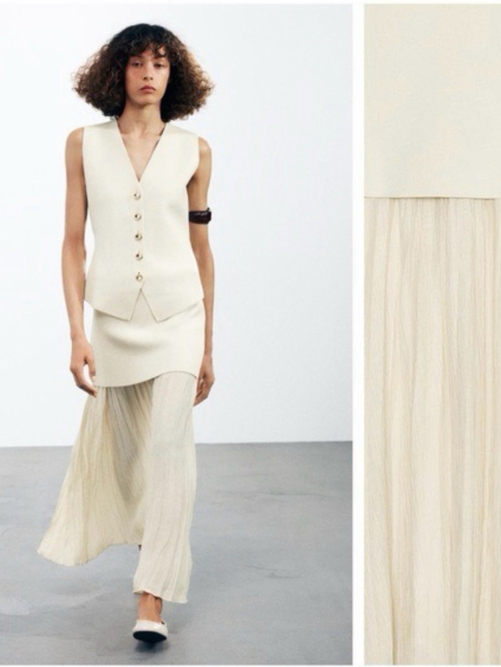 Zara Cream Ecru Semi-Sheer Midi Skirt | Women’s Size Small